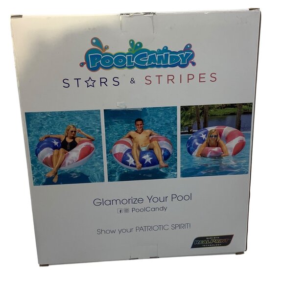 Pool Candy Stars & Stripes Jumbo Beach & Pool Tube 48" Ages 6+ Up to 250 Lbs. - Picture 3 of 6